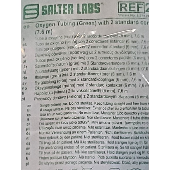 Salter Lab Ref 2025 G-25 Green Oxygen Tube. - Picture 3 of 10